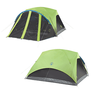 Coleman® 4-Person Carlsbad™ Dark Room™ Dome Camping Tent with Screen Room， 2 Rooms， Green