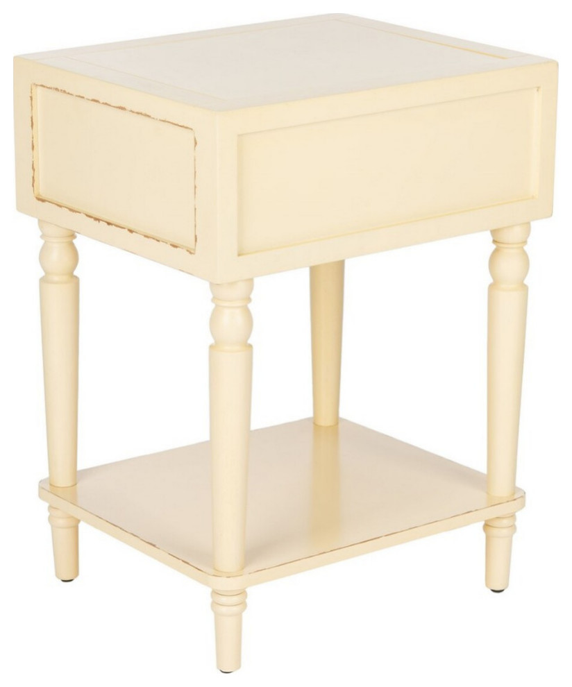 Thomas Accent Table With Storage Drawer Distressed Vanilla   French Country   Side Tables And End Tables   by AED Luxury Home Decor  Houzz