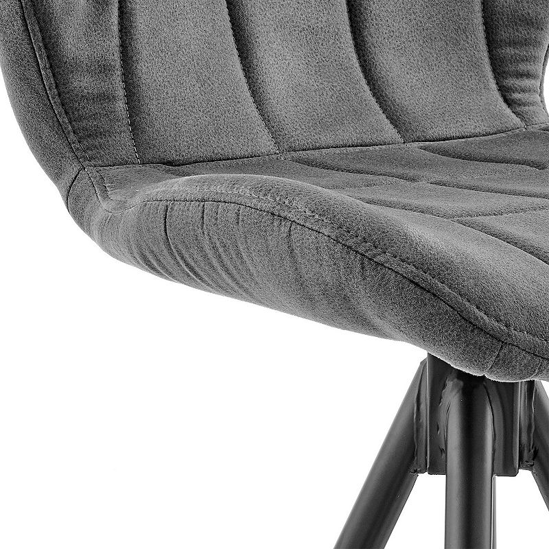 30 Inch Fabric Upholstered Bar Stool， Black and Gray