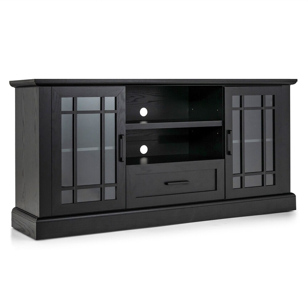 TV Stand for TVs up to 70 with Glass Doors Cubbies and Drawer   63\