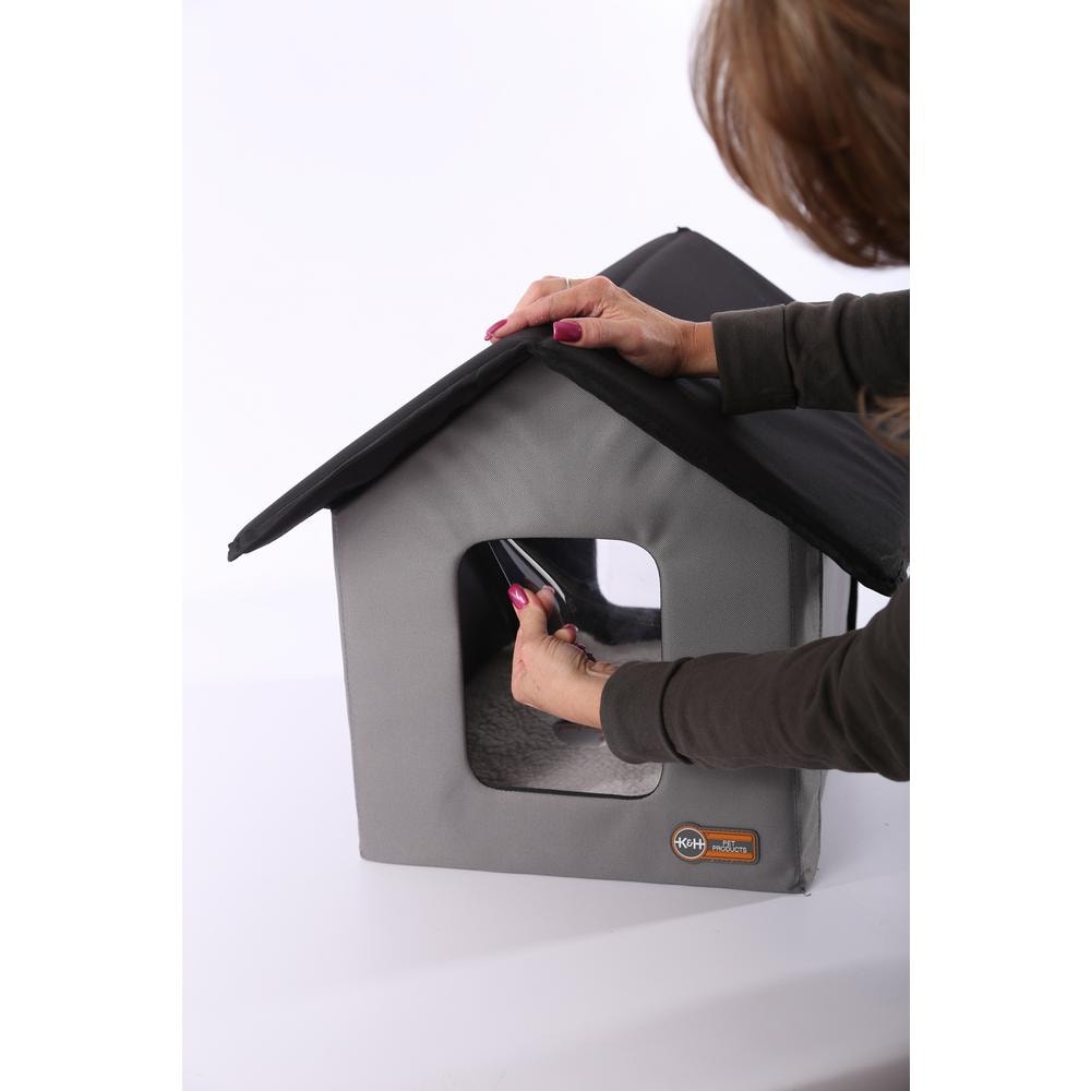 K and H Pet Products Gray/Black Outdoor Kitty House (Unheated) - 18 in. x 22 in. x 17 in. 100213101