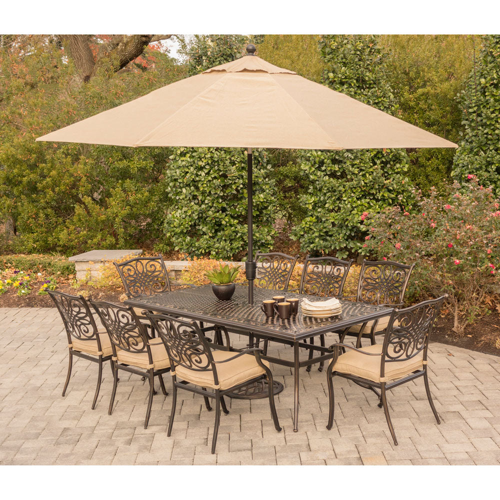 Hanover Traditions 11 ft. Aluminum Outdoor Patio Table Umbrella, Tan