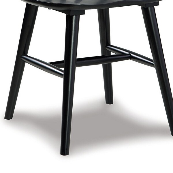 22 Inch Set of 2 Dining Chairs， Spindle Backrest， Matte Black Wood Design