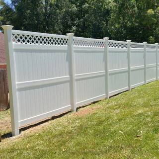 Weatherables Ashton 8 ft. H x 8 ft. W White Vinyl Privacy Fence Panel Kit PWPR-LAT-8X8