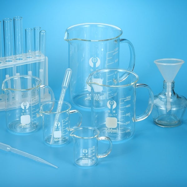 250ml Glass Beaker with Handle， 3.3 Borosilicate Lab Measuring Cups - Clear