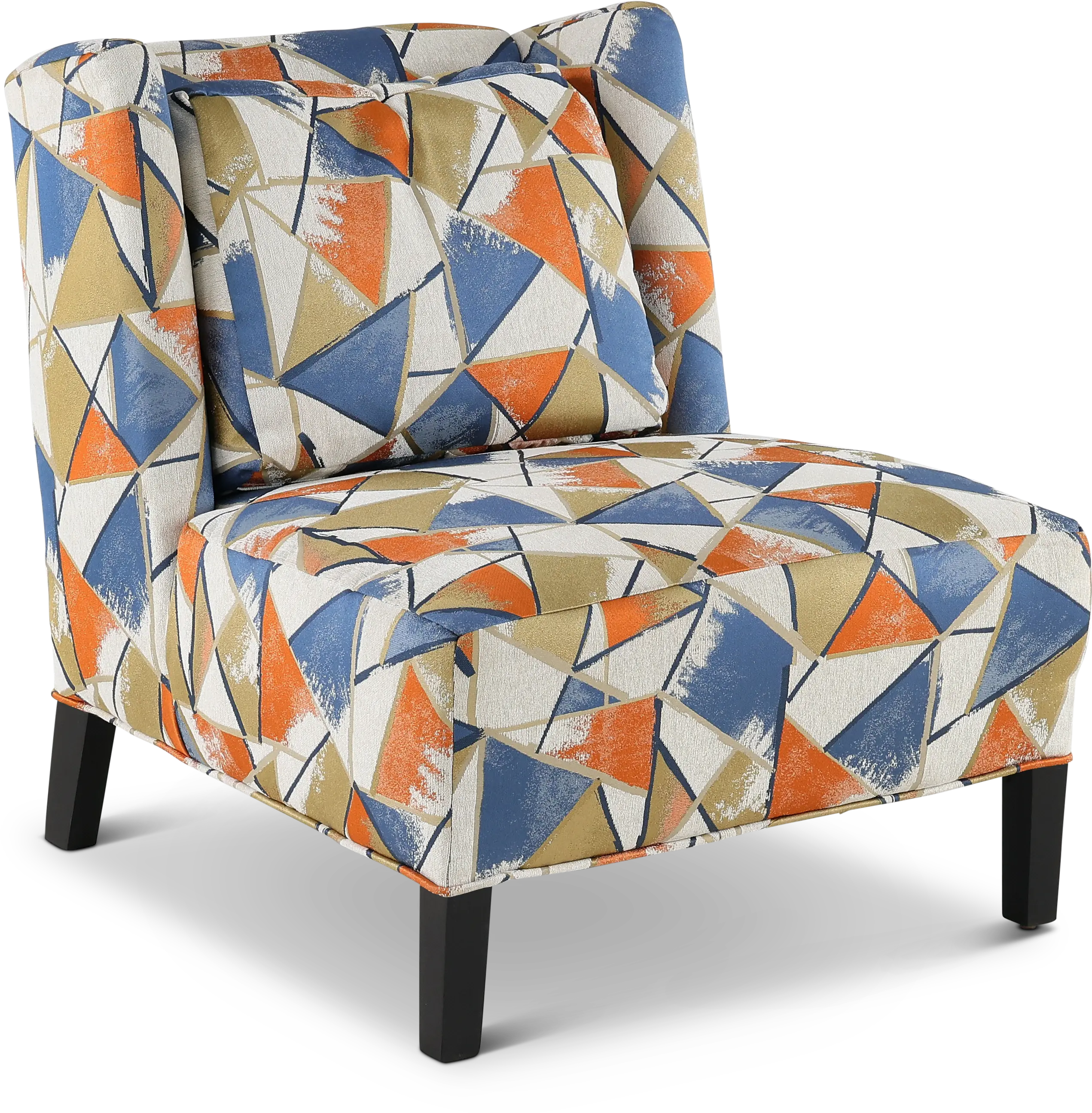 Piccolo Cream， Orange， and Blue Accent Chair