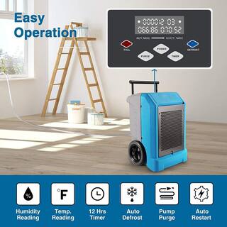 Edendirect 230 pt. 8000 sq.ft. Bucketless Commercial Dehumidifier in Blue with Drain Hose Rotomolded Case WE-OL230SP