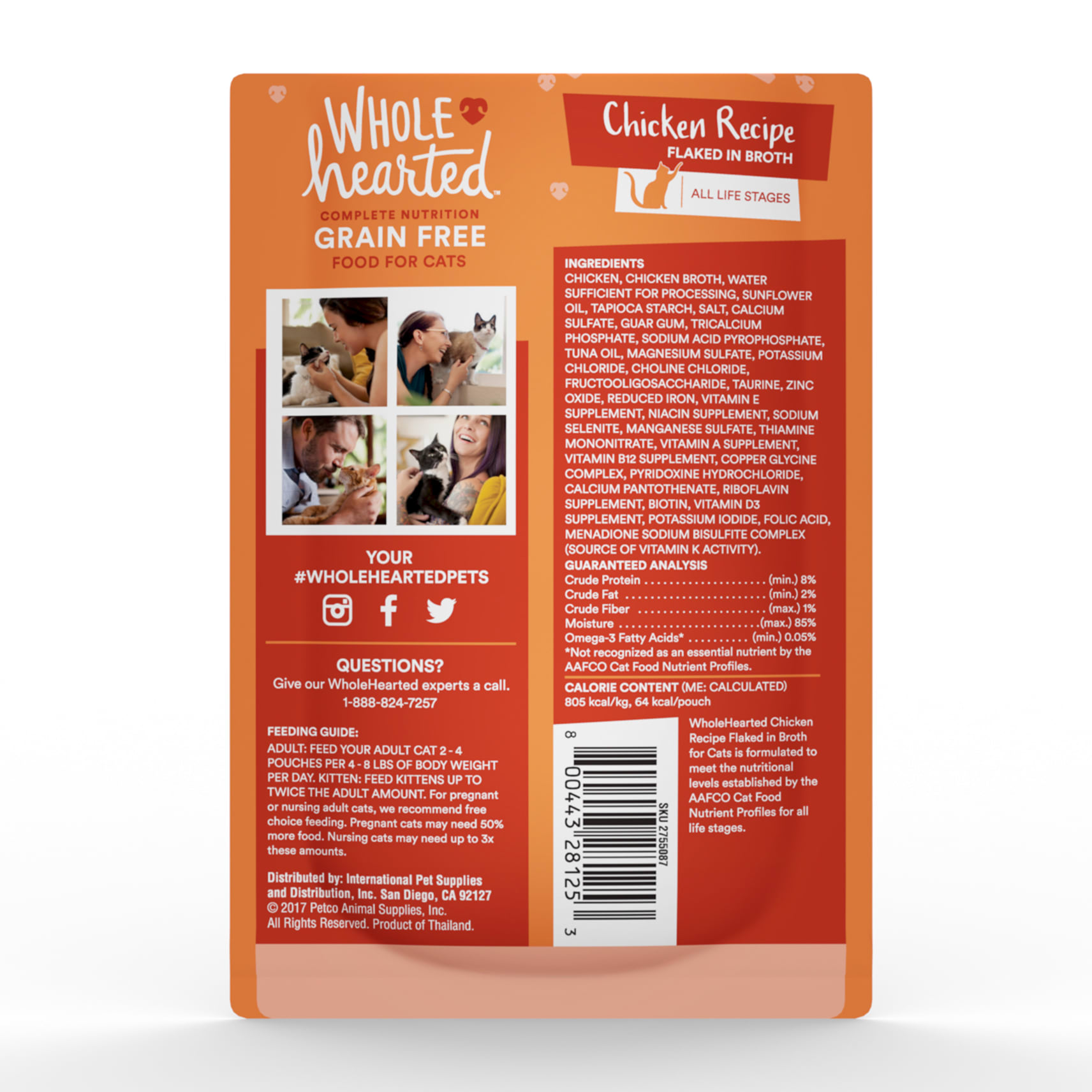 WholeHearted Grain Free Chicken Recipe Flaked in Broth Wet Cat Food， 2.8 oz.， Case of 12