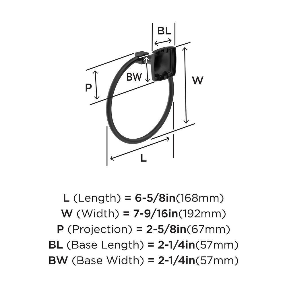 Amerock Stature 7-916 in. (192 mm) L Towel Ring in Matte Black BH36092MB