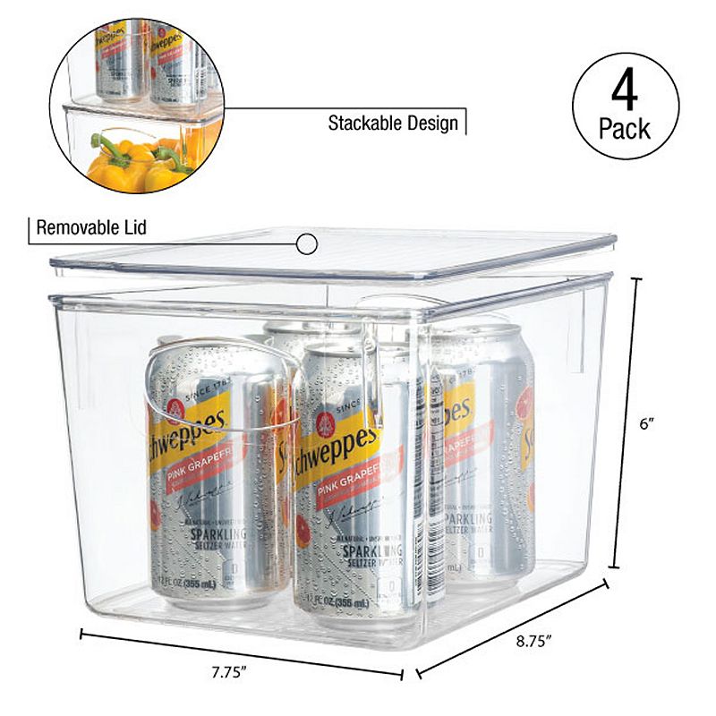 Sorbus Clear Fridge Bins 4-piece Set