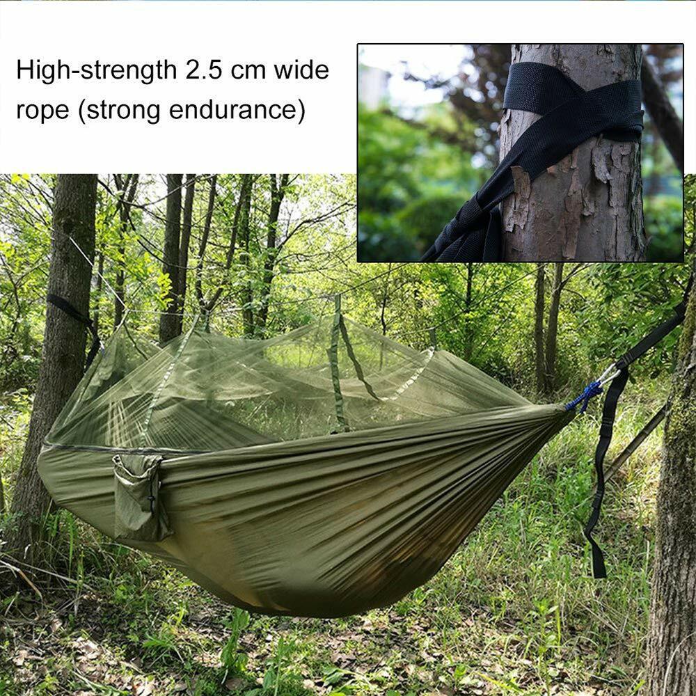 660lbs Double Camping Hammock with Removable Mosquito Net Portable Parachute Nylon Hammock Jungle Explorer Double Bug Net Camping Hammock for Hiking ing Beach Backyard Travel,Army Green