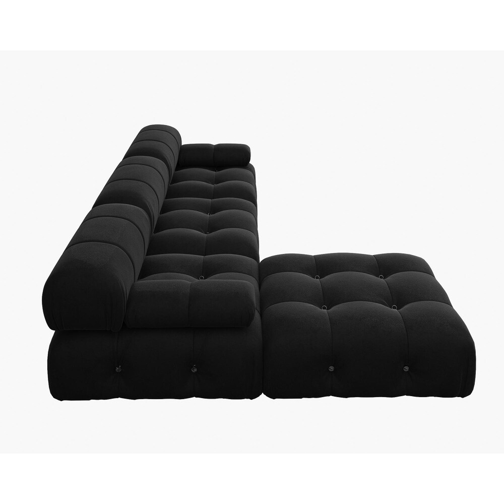 Minimalism Black Velvet Upholstered Module Sectional Sofa Lounge Salon Couch for Living Room