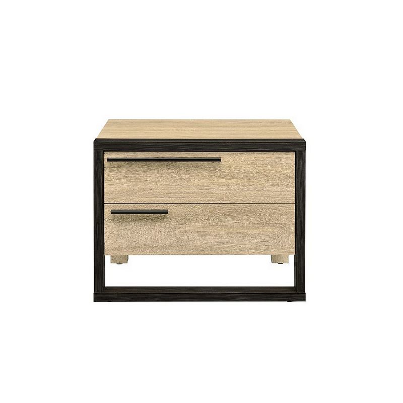 Accent Table with a Pull Out Tray and 2 Storage Drawers， Brown and Black