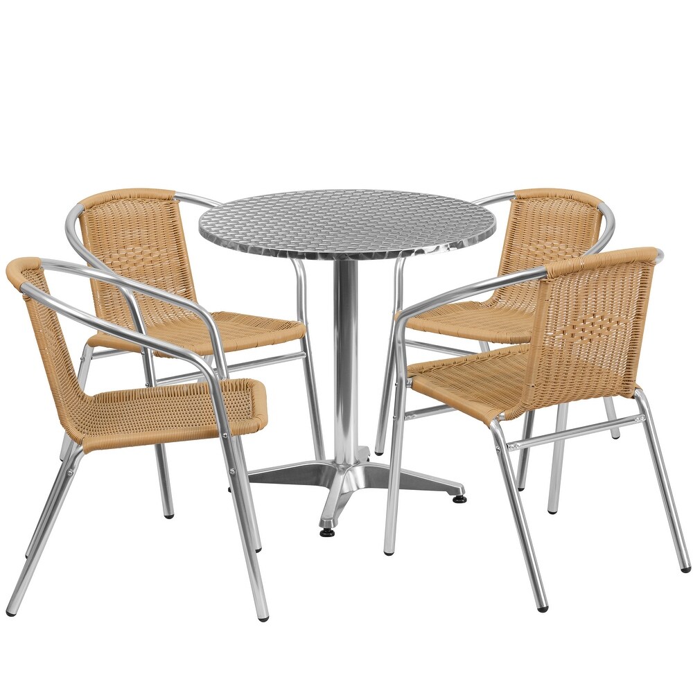 Rattan/ Steel/ Aluminum Indoor Outdoor 5 piece Round Dining Set