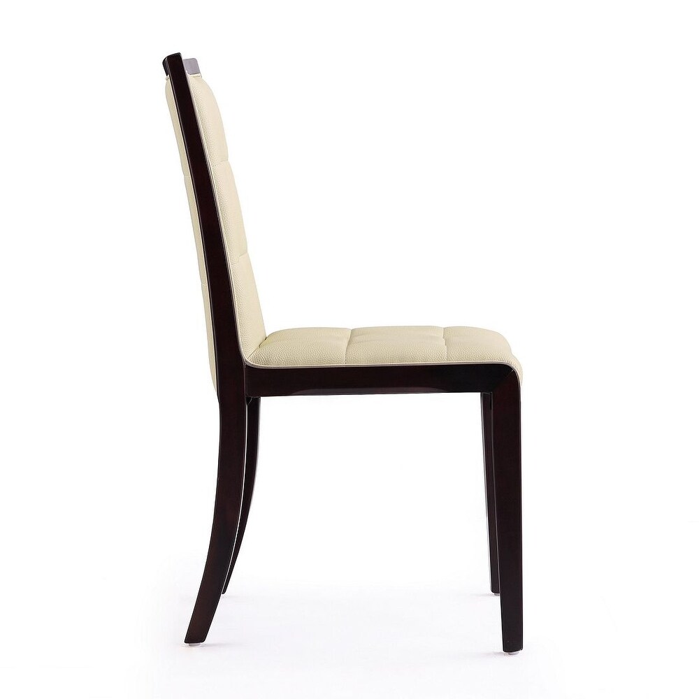 Executor Cream and Walnut Faux Leather Dining Chairs (Set of Two)