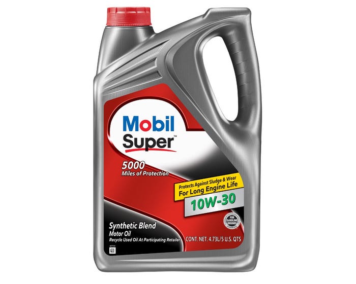 Mobil Super Synthetic Blend Motor Oil 10W-30， 5 Quart - 124406