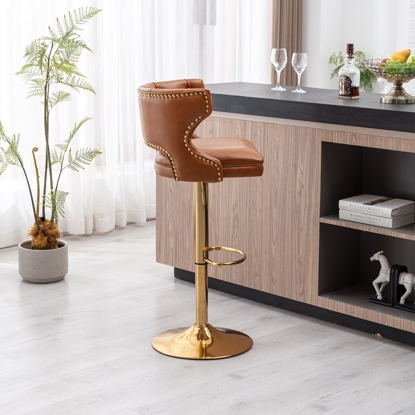 Bar Stools With Back and Footrest Counter Height Faux Leather 2PCS/SET