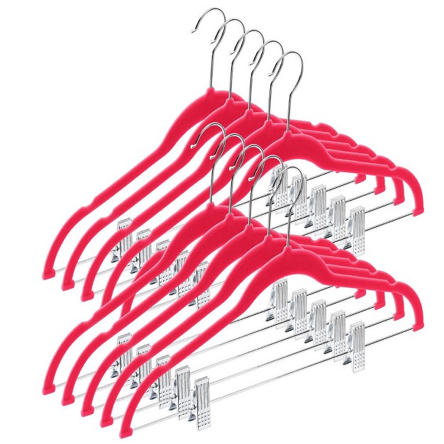 10 Pack Clothes Hangers With Clips In Pink For Skirts Pants Or Dresses Ultra Thin No Slip Homeitusa