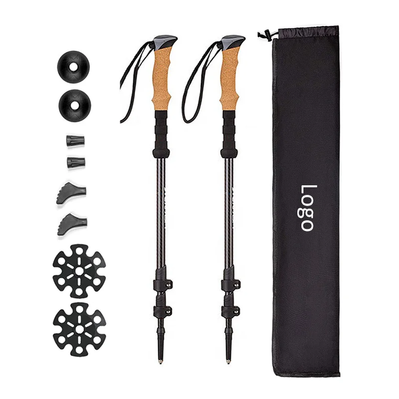 2023 Hot selling OEM Wholesale ultralight adjustable aluminum climbing hiking walking sticks carbon trekking pole