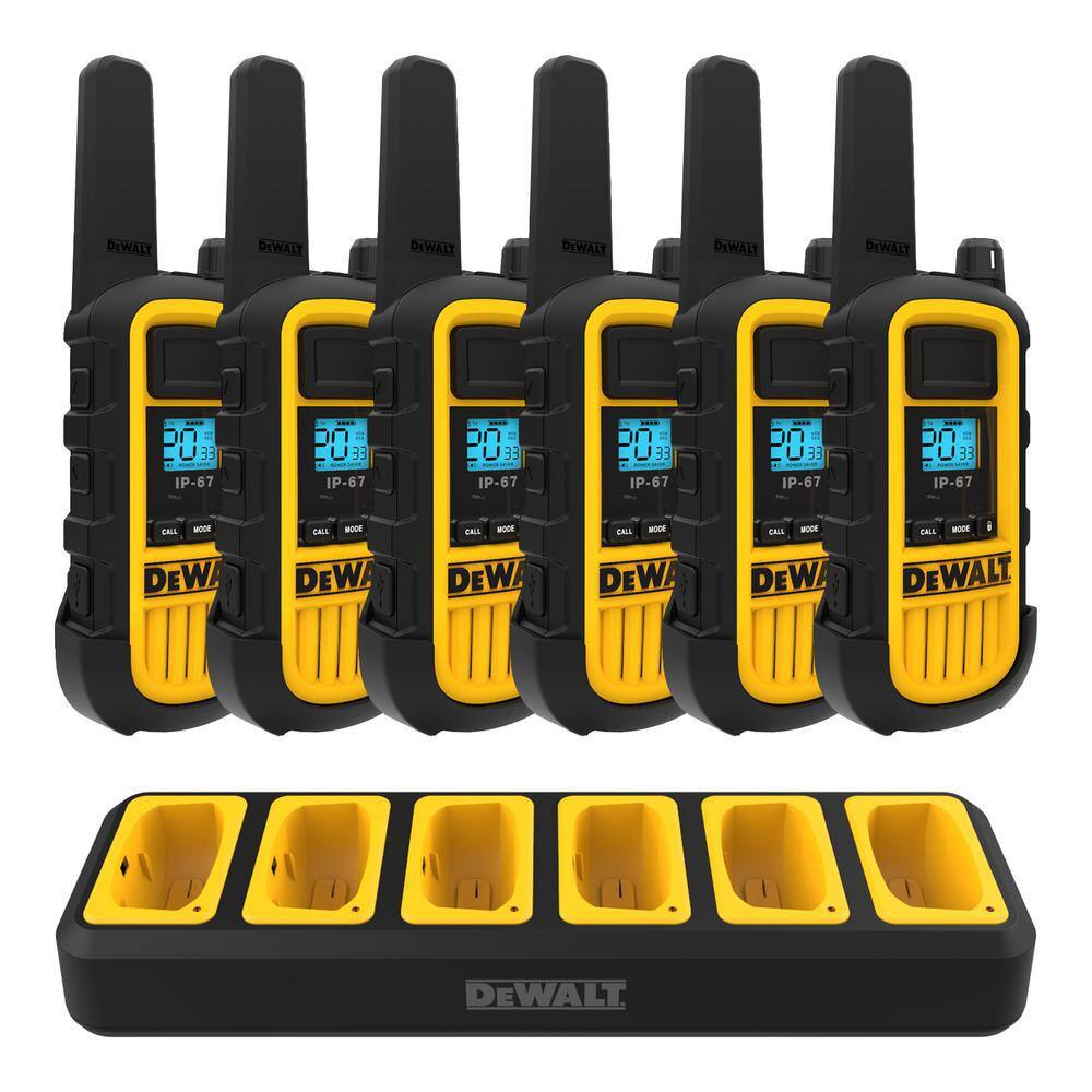 DW DXFRS800 Heavy-Duty 2-Watt Walkie Talkies with 6-Port Gang Charger (6-Pack) DXFRS800-BCH6B