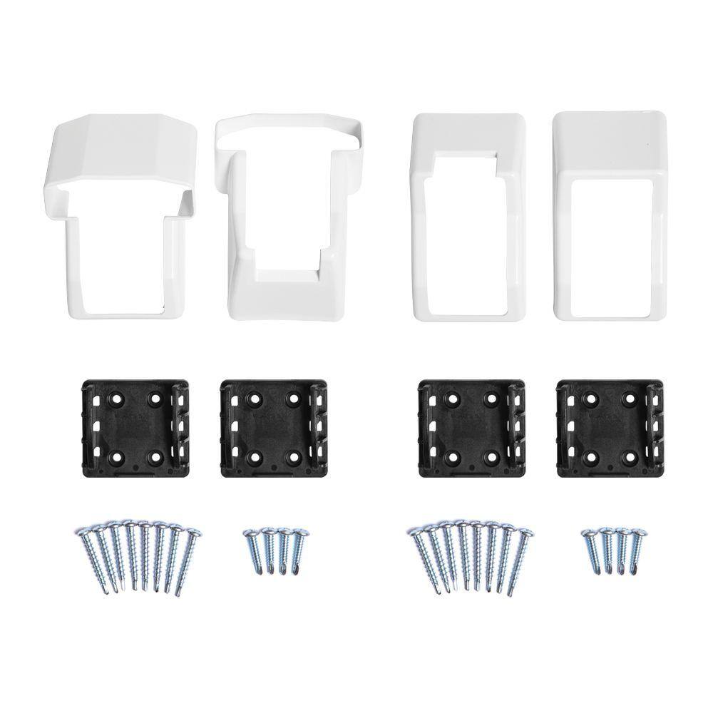 Weatherables VanderbuiltDelrayBellaireVilano White Stair Railing Bracket Kit (4-Piece) AWBR-STAIRKIT-TRAIL