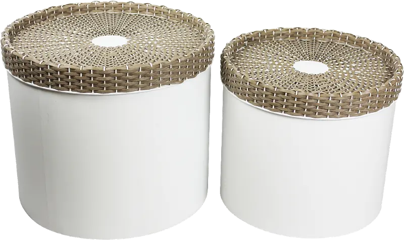 15 Inch Natural and Brown Metal Storage Canister