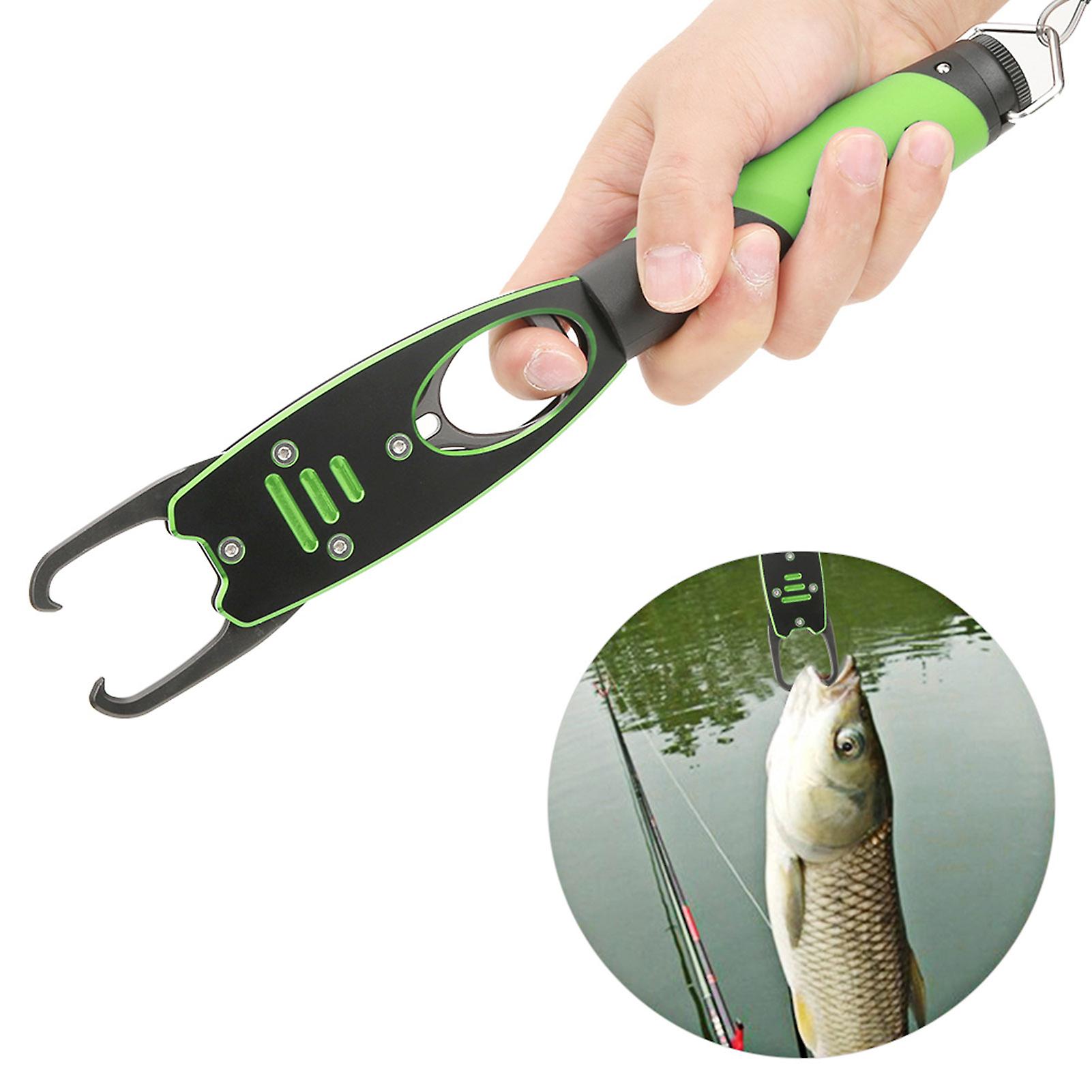 Outdoor Aluminum Alloy Lure Fishing Pliers Fish Controller Tong Set With Non-slip Handlebl-040 With Weight Device Green