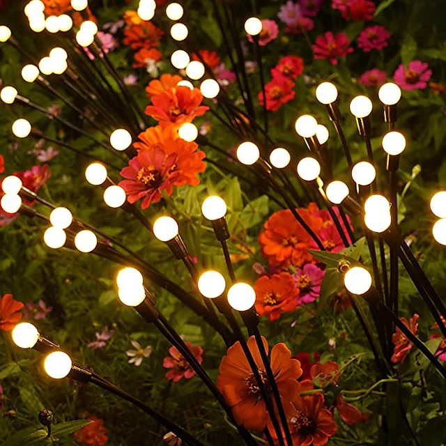 Solar Garden Light Waterproof Firefly Lights Outdoor Starburst Swaying Lights 2 Modes 6/8/10 Heads for Yard Patio Pathway Decoration