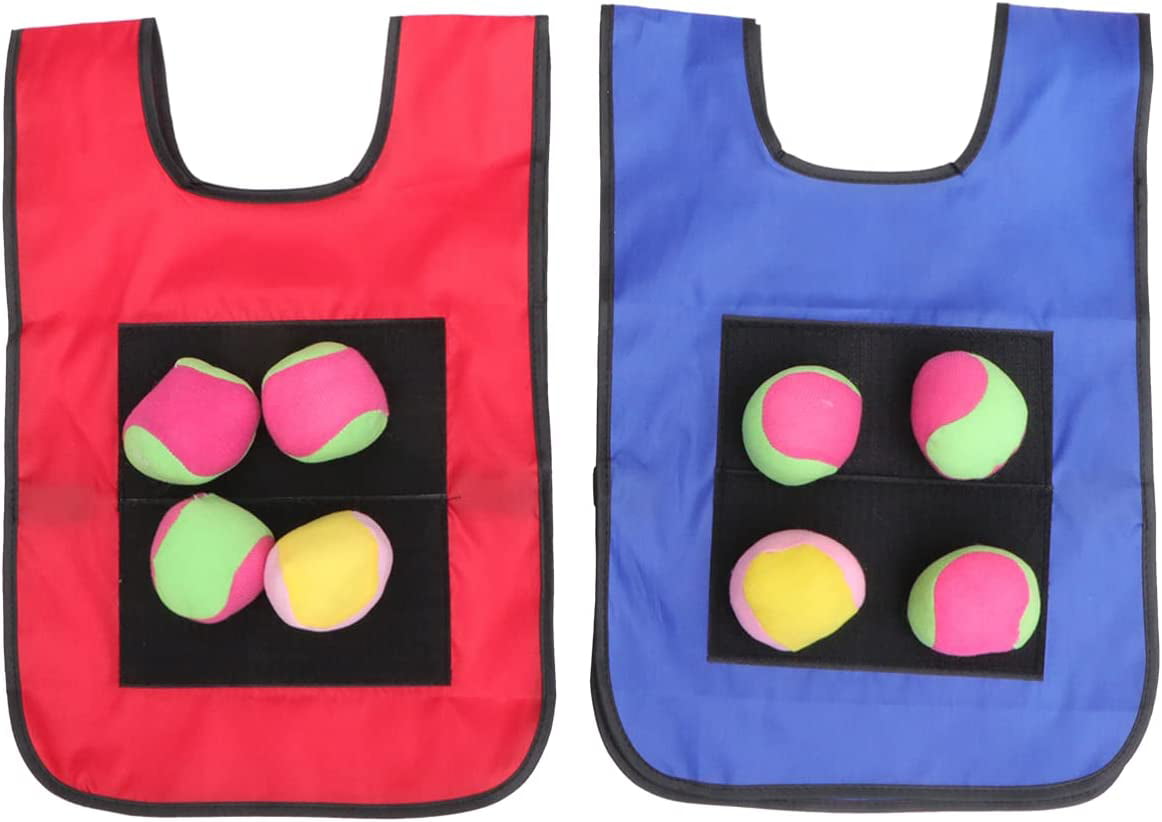 Dodgeball Sticky Vest 2 Set with 10Pcs Random Soft Balls, Summer Outdoor Games for Kids - Outside Yard Camping Backyard Activities