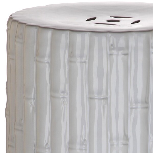 SAFAVIEH Bamboo White Ceramic Decorative Garden Stool