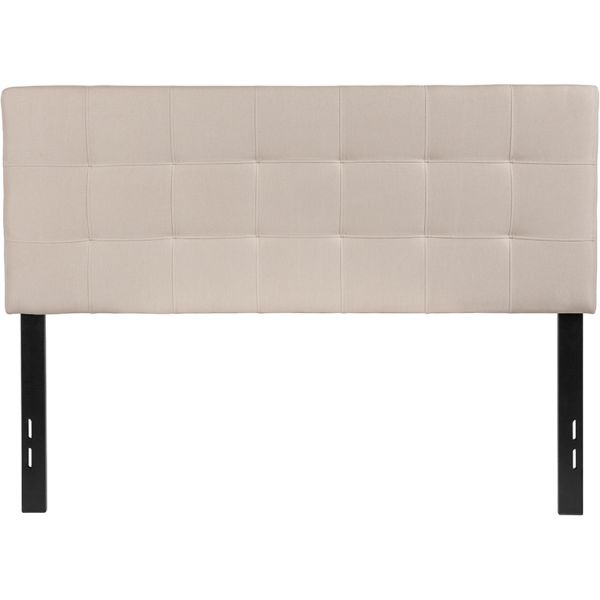 Bedford Tufted Upholstered Full Size Headboard in Beige Fabric