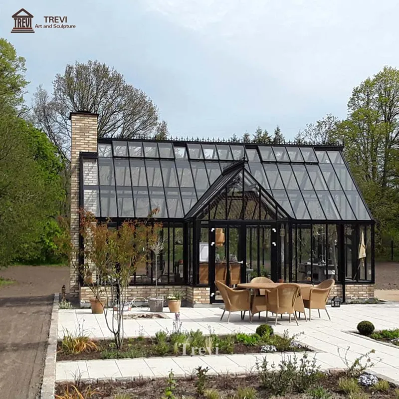 Glasshouse Garden Sunrooms   Glass Houses Wrought Iron Gazebo With Glass For Decoration