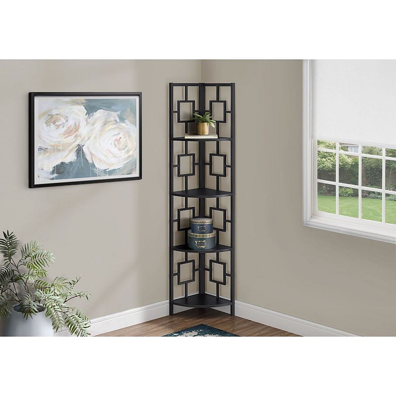 61.5 Black Transitional Four Tier Etagere Bookcase