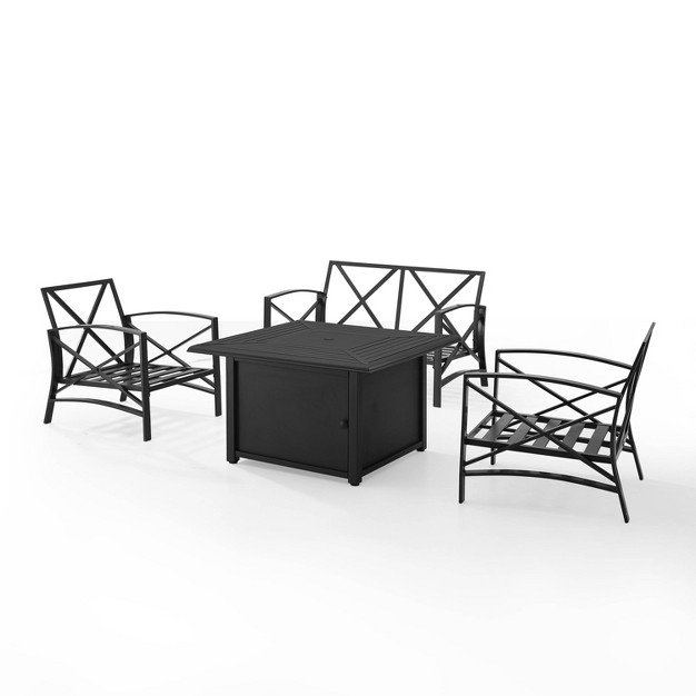 Kaplan 4pc Outdoor Conversation Set With Dante Fire Table Mist Crosley