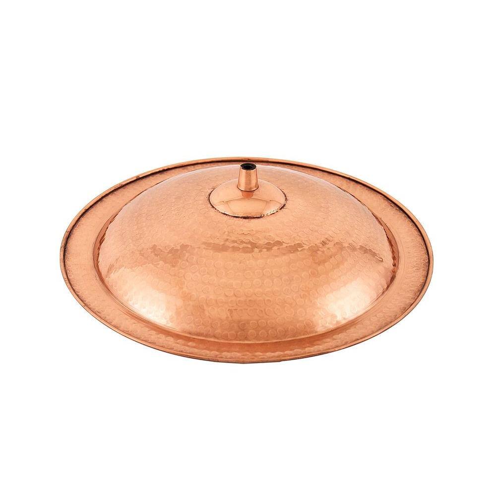 ACHLA DESIGNS 12.5 in. Dia Polished Copper Plated Hammered Copper Birdbath Bowl with Rim BBHC-01T