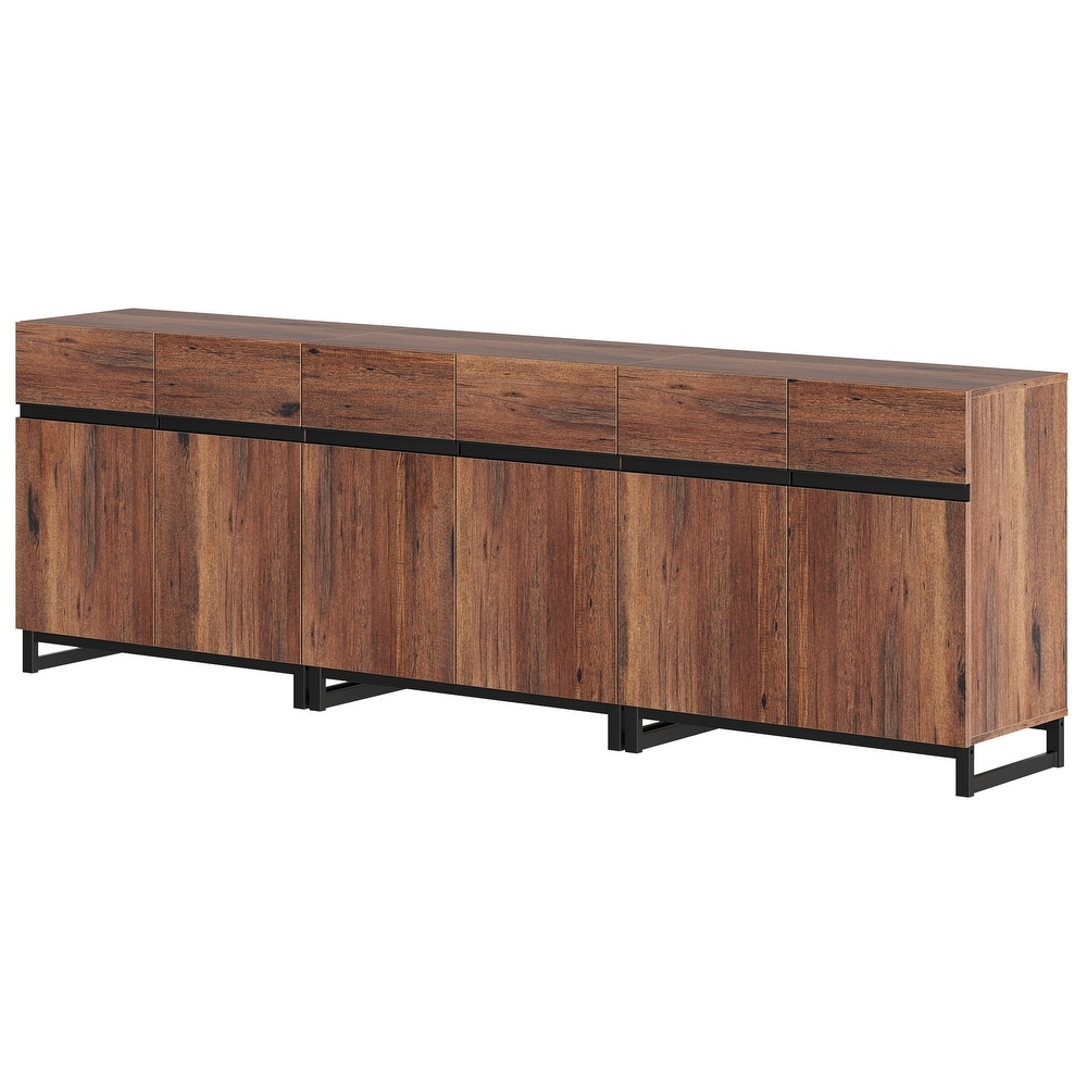 WAMPAT Storage Cabinet  Modern Sideboard with Adjustable Shelf and Metal Base