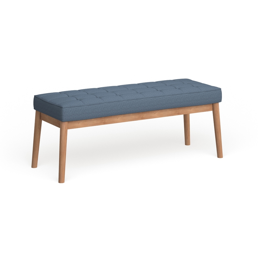 Saxon Mid century Tufted Fabric Ottoman Bench by Christopher Knight Home   43.00 L x 15.75 W x 17.00 H