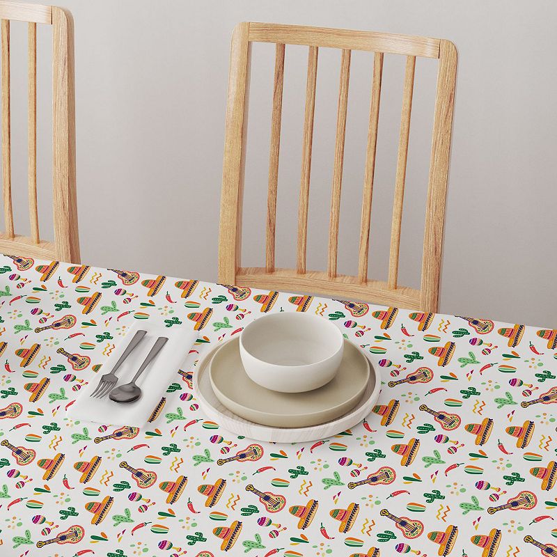 Square Tablecloth， 100% Cotton， 60x60， Cinco De Mayo Celebration