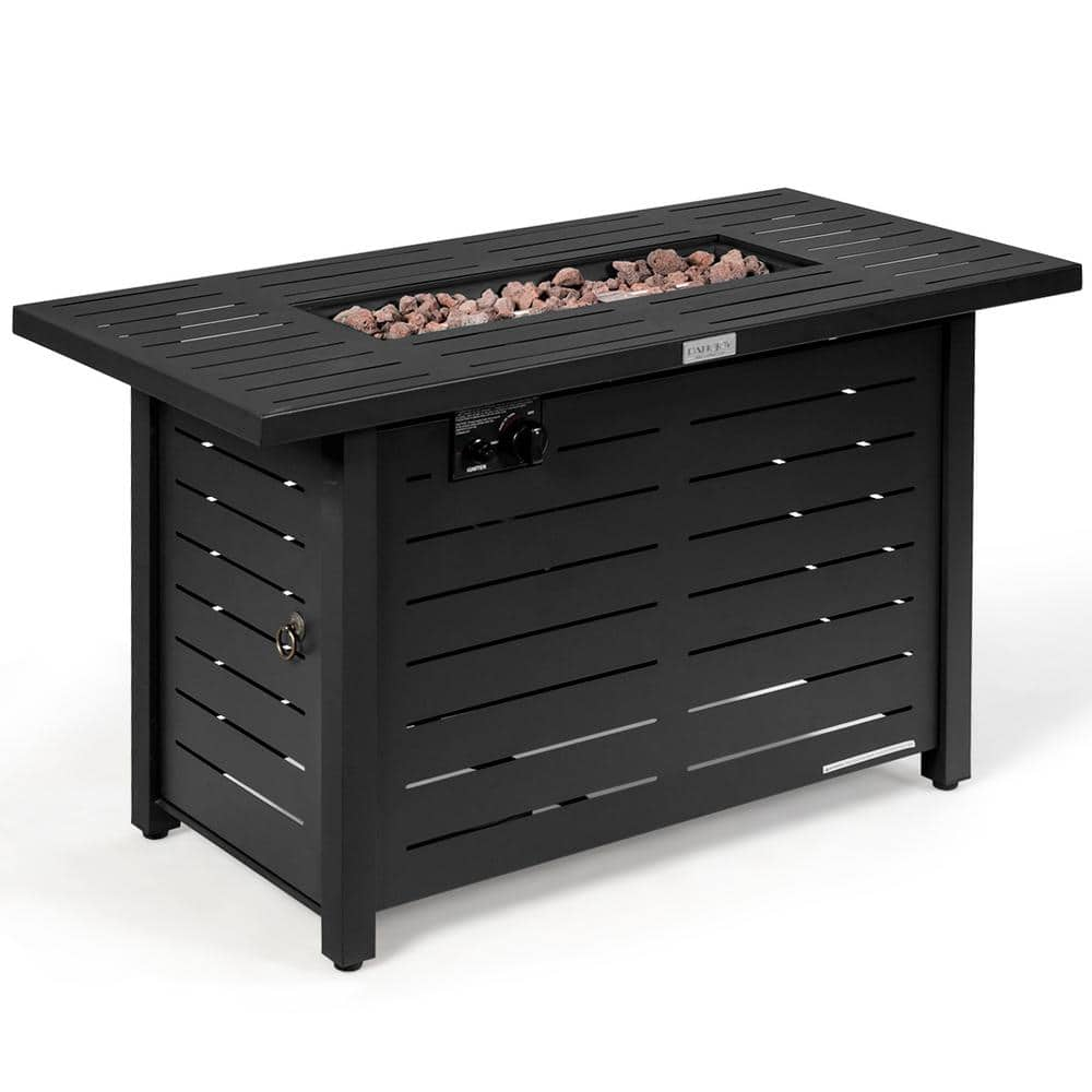 Costway 42 in. x 25 in. Rectangular Metal Propane Gas Fire Pit 60，000 Btu Heater Outdoor Table with Cover OP70370