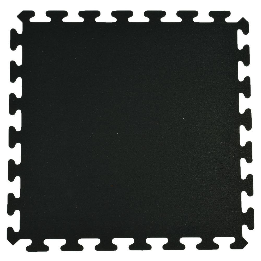 Greatmats GMats Black 24 in. W x 24 in. L Rubber Gym Interlocking Flooring Tile (Case of 6) (23.28 sq. ft.) IRFT22-375BLK6