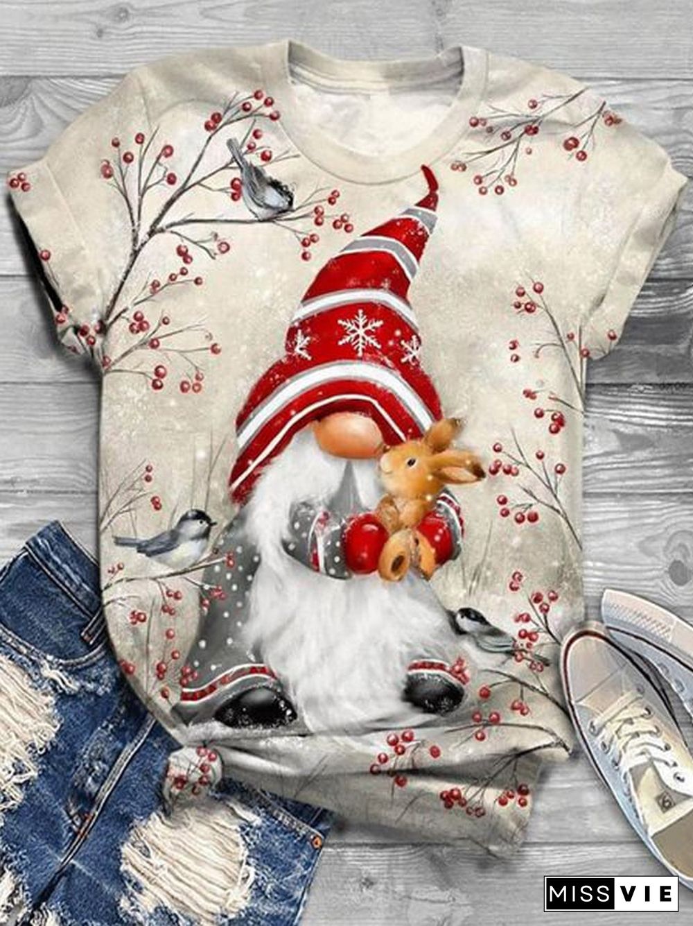 Women'S Christmas Print Casual T-Shirt