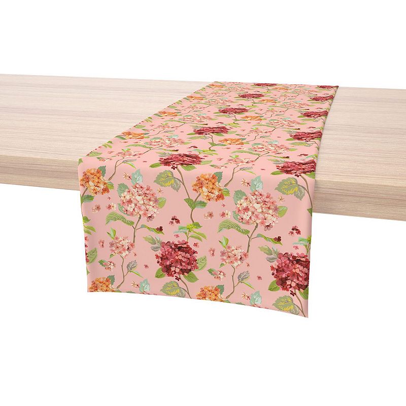 Table Runner， 100% Polyester， 14x108， Hydrangea Blossom