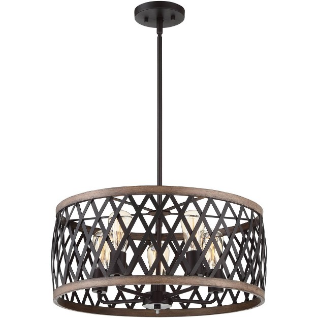 Wide Modern Industrial Drum 5 light Fixture For Dining Room Living House Home