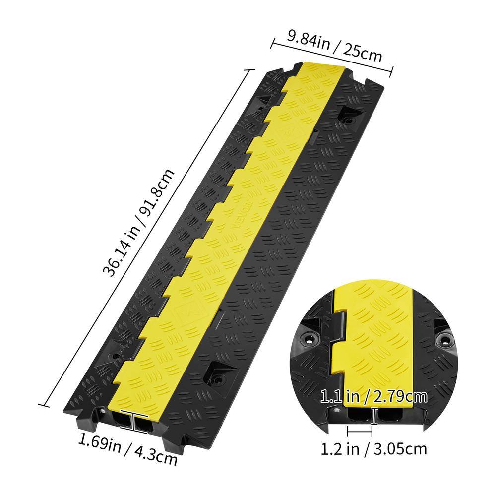 VEVOR 36.14 in. x 9.84 in. Cable Protector Ramp 2 Channel 22000lbs. Load Raceway Cord Cover TPR Speed Bump for Traffic(5-Pack) SK52WH1211TPU2ZI9V0