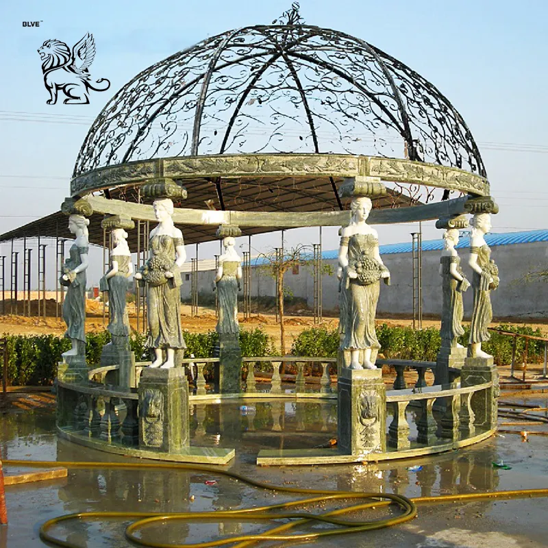 factory supply european style round metal gazebo with stone MGA 13