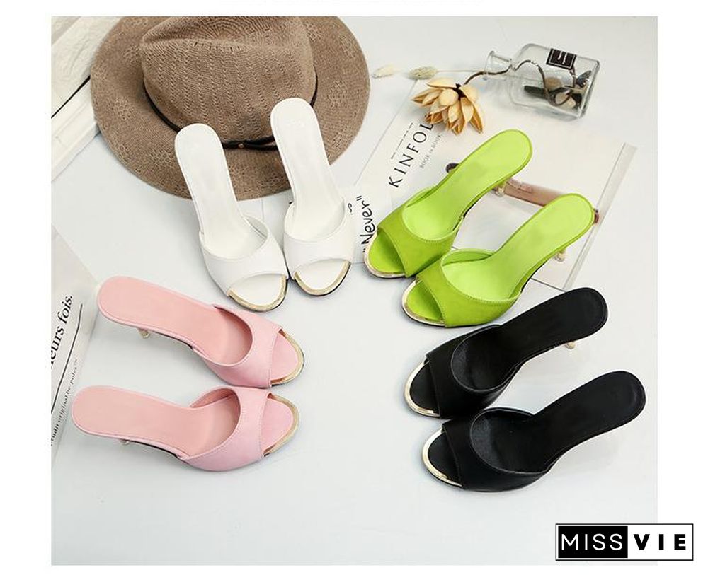 Women High Heels Sandal Shoes Sexy Black Slippers Sandals