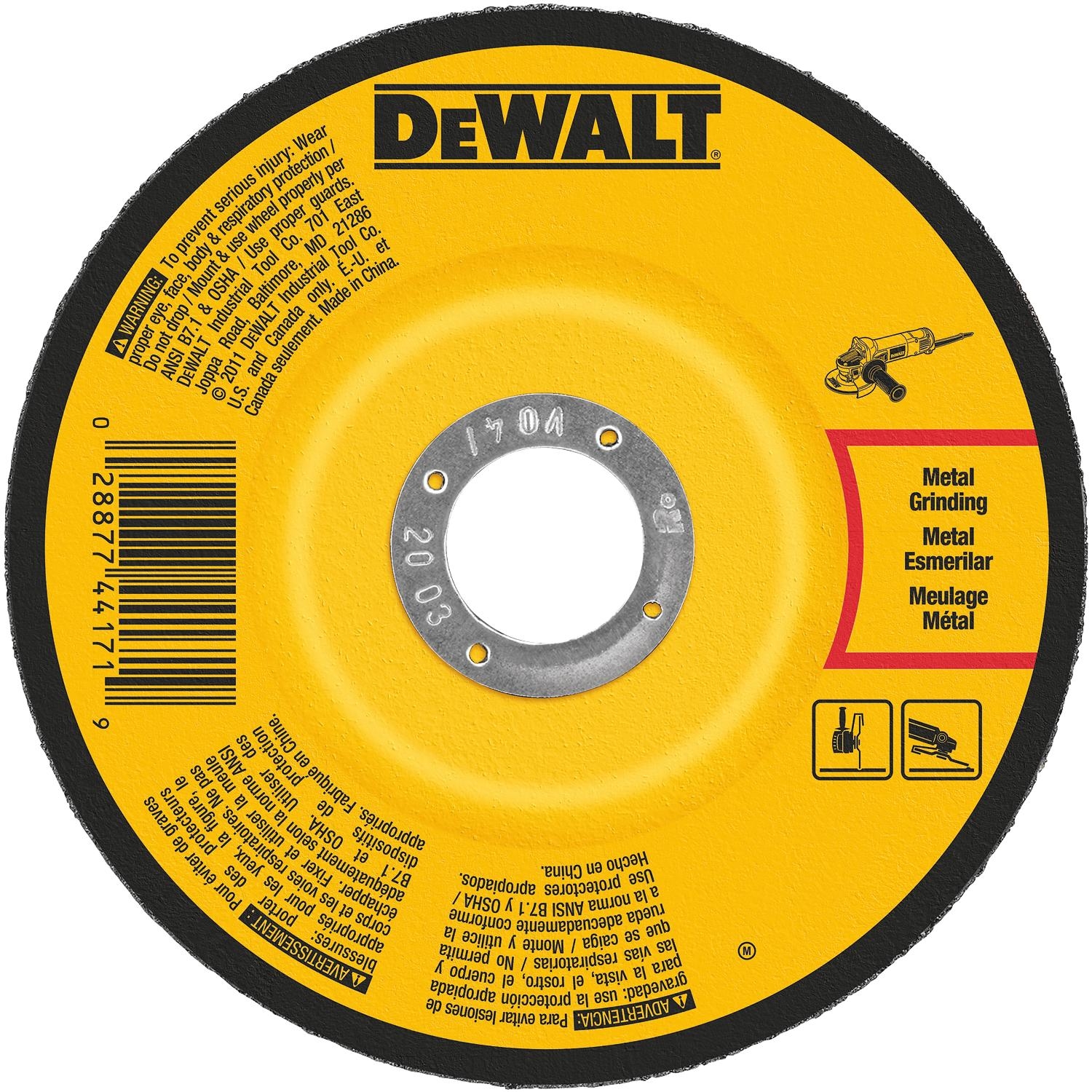 DW 7 in. D X 7/8 in. Metal Grinding Wheel