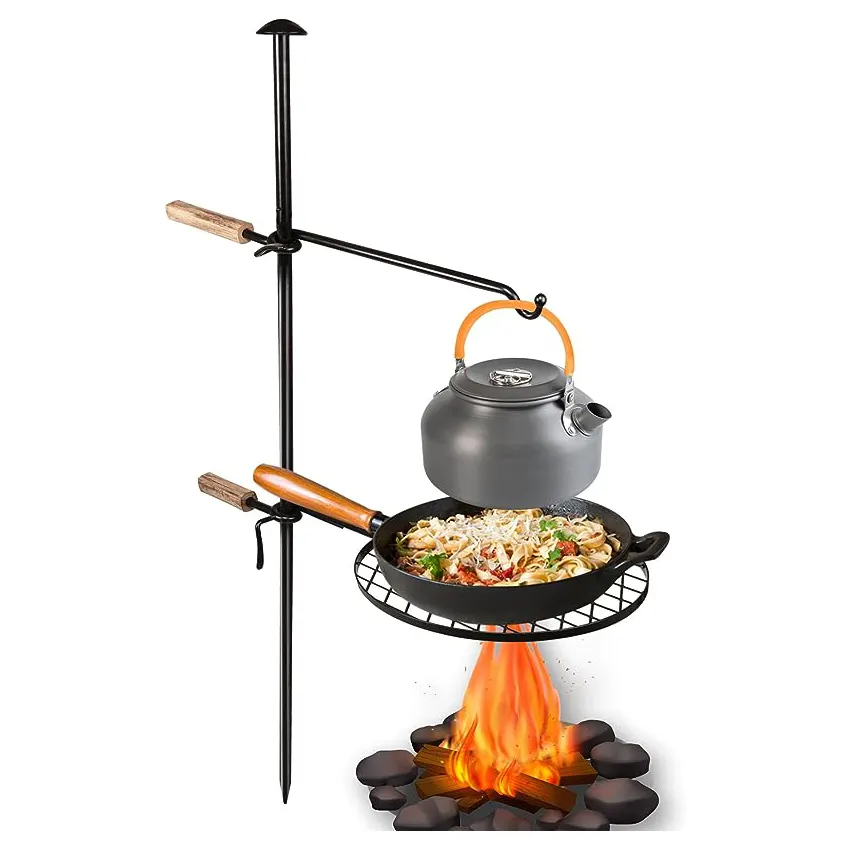 Factory Wholesale Outdoor Camping Swivel Campfire Grill with Heat Resistant Adjustable Griddle Plate Folding BBQ Camping Grill