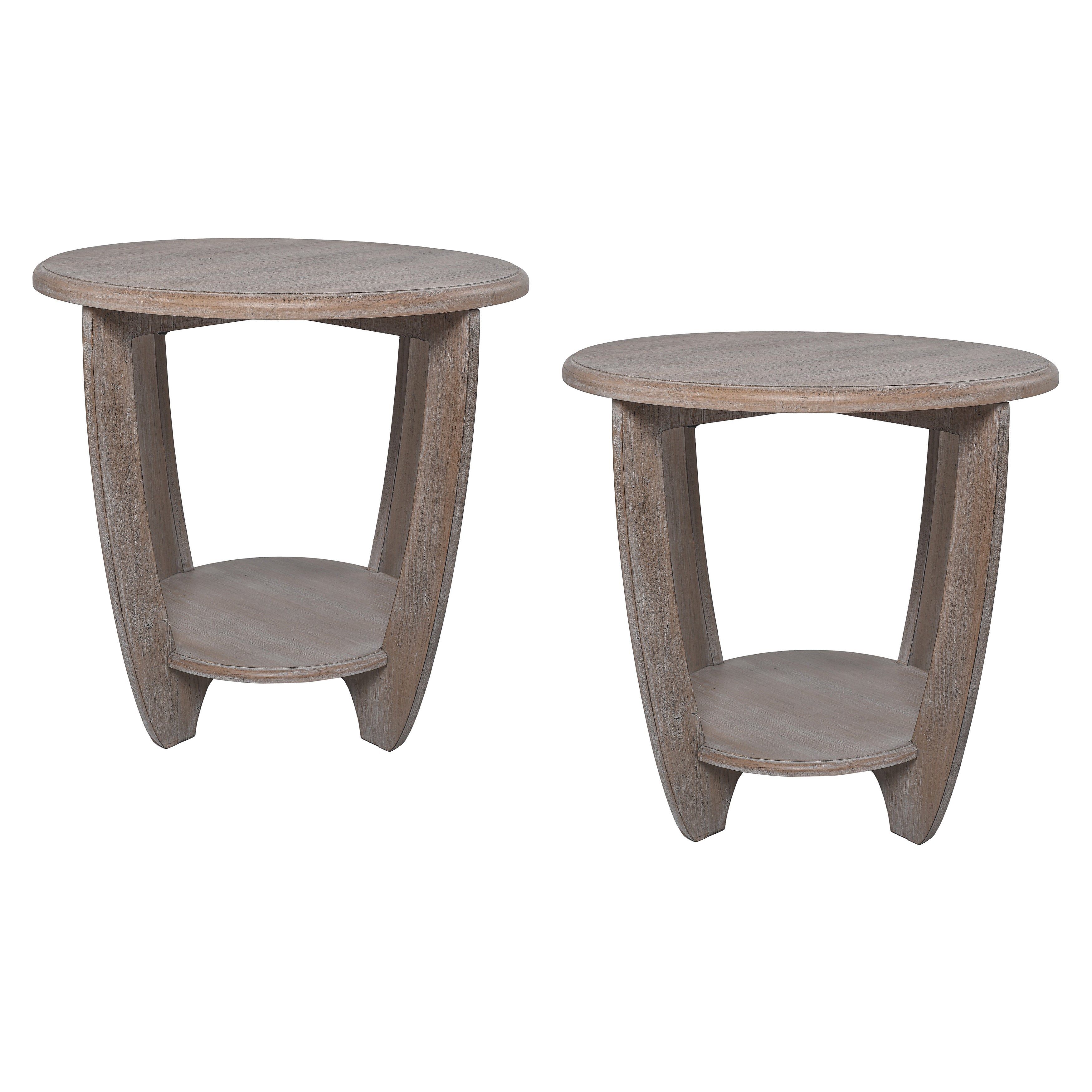 COZAYH Set of 2 Rustic Farmhouse end Table with Storage Shelf， French Country Accent Side Table ， Vintage Grey Finish