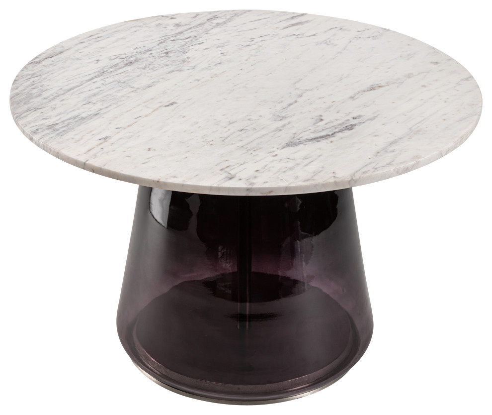 Marble Top  19 quotCoffee Table Glass Base  Purple/White   Contemporary   Coffee Tables   by Sagebrook Home  Houzz